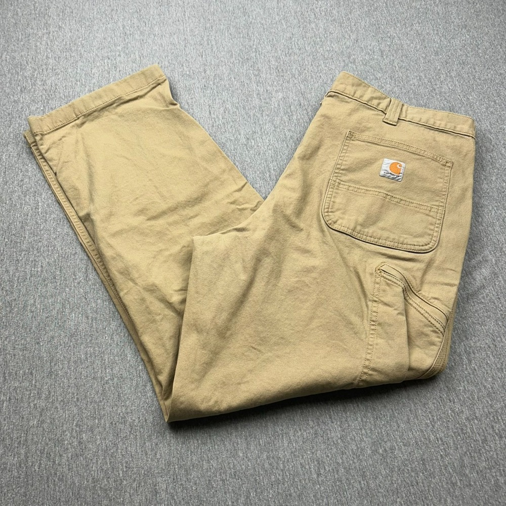 Carhartt Relaxed Fit Flat Front Khaki Pants Mens 38x30 Workwear Straight Leg